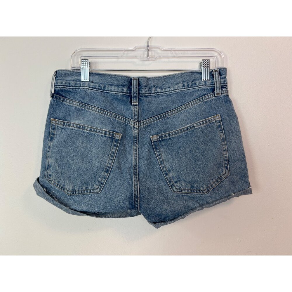 GAP Low Stride Shorts 4/27 Womans Blue Denim Raw Hem Light Wash Destroyed - Picture 2 of 5